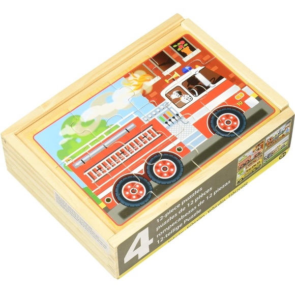 NWT Melissa & Doug wooden puzzles in box vehicles fire truck bus race car train - Picture 7 of 8